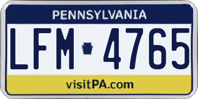 PA license plate LFM4765