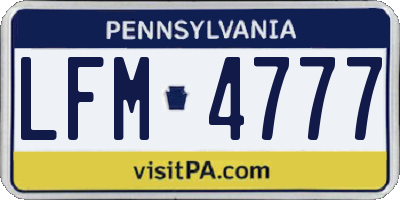 PA license plate LFM4777