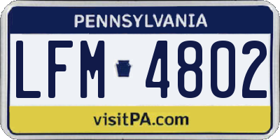 PA license plate LFM4802