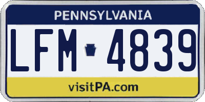 PA license plate LFM4839