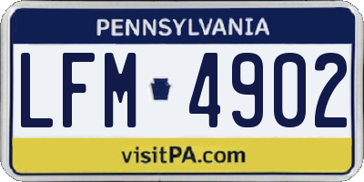 PA license plate LFM4902