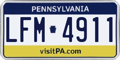 PA license plate LFM4911