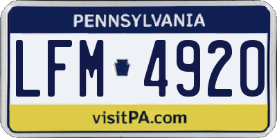 PA license plate LFM4920