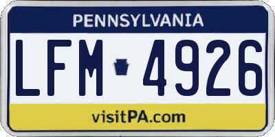 PA license plate LFM4926