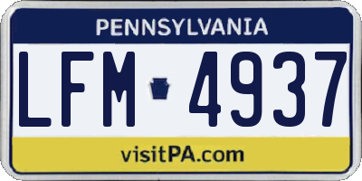 PA license plate LFM4937