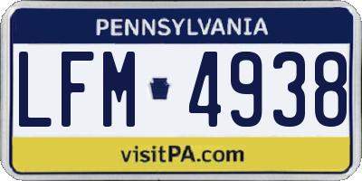 PA license plate LFM4938