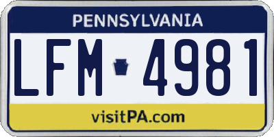PA license plate LFM4981