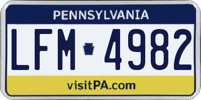 PA license plate LFM4982