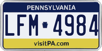 PA license plate LFM4984