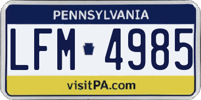 PA license plate LFM4985