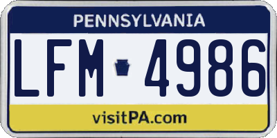 PA license plate LFM4986