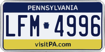 PA license plate LFM4996