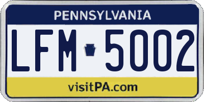 PA license plate LFM5002
