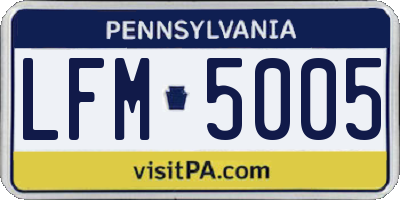 PA license plate LFM5005