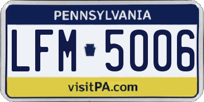PA license plate LFM5006