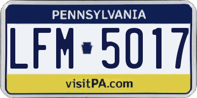 PA license plate LFM5017