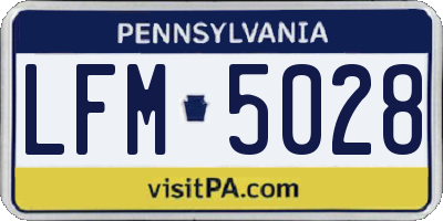 PA license plate LFM5028