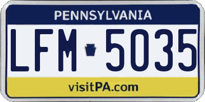 PA license plate LFM5035