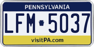 PA license plate LFM5037