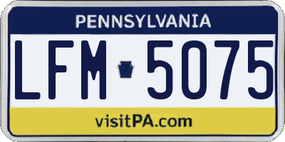 PA license plate LFM5075