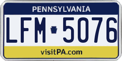 PA license plate LFM5076
