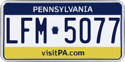 PA license plate LFM5077