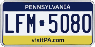 PA license plate LFM5080