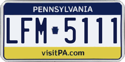 PA license plate LFM5111