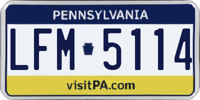 PA license plate LFM5114