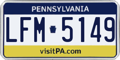 PA license plate LFM5149