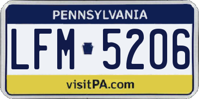 PA license plate LFM5206