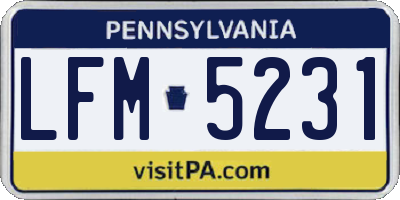 PA license plate LFM5231