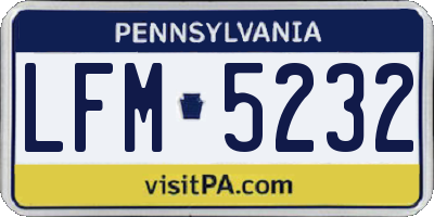 PA license plate LFM5232