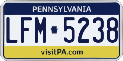 PA license plate LFM5238