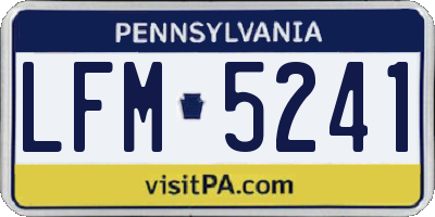 PA license plate LFM5241