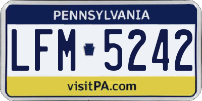 PA license plate LFM5242