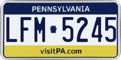 PA license plate LFM5245