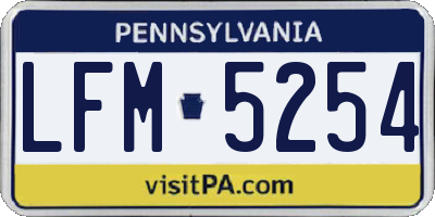 PA license plate LFM5254