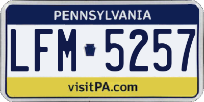 PA license plate LFM5257