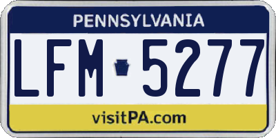 PA license plate LFM5277