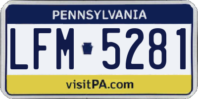 PA license plate LFM5281