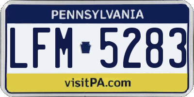 PA license plate LFM5283
