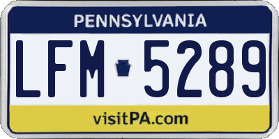 PA license plate LFM5289