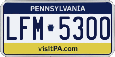 PA license plate LFM5300