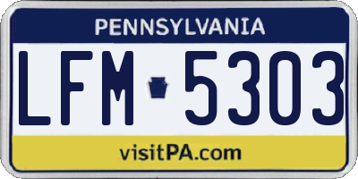 PA license plate LFM5303