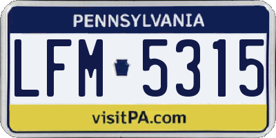 PA license plate LFM5315