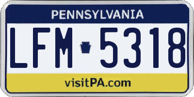 PA license plate LFM5318