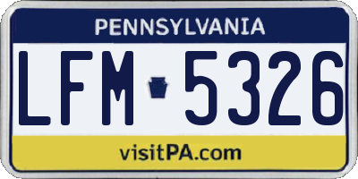 PA license plate LFM5326