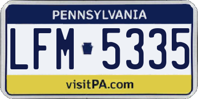 PA license plate LFM5335