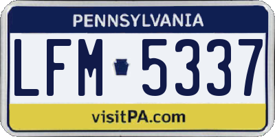 PA license plate LFM5337